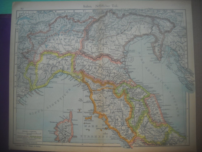 HOPCT DOCUMENT-HARTA VECHE NR 30 ITALIA DE NORD D=320/250 MM LEIPZIG 1918