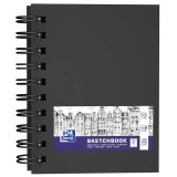 Caiet Pentru Schite A6, Oxford Sketchbook, 96 File-100g/mp, Coperta Carton Rigida - Negru