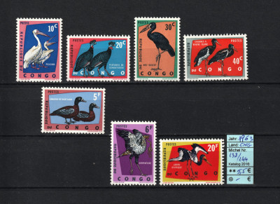 Congo, 1963 | Păsări protejate - Natură | Serie completă - MNH | aph foto