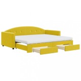 Cumpara ieftin Pat de zi cu extensie si sertare, galben, 90x200 cm, catifea