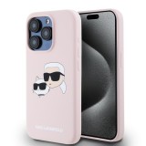 Husa pentru iPhone 15 Pro - Karl Lagerfeld Silicone MagSafe (KLHMP15LSKCHPPLP) - Pink Karl&amp;Choupette Head