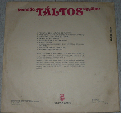 vinil T&amp;aacute;ltos &amp;ndash; T&amp;aacute;ltos (medieval,psychedelic) 60 lei,1984,disc VG+ foto