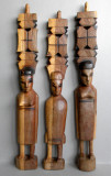 Set 3 statuete africane tribale, sculptate manual in stil totem, arta primitiva