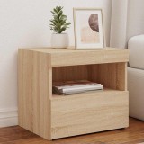 Cumpara ieftin Noptiere cu lumini LED, 2 buc., stejar sonoma, 50x40x45 cm