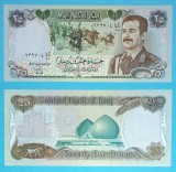 Irak 25 Dinari 1986 Saddam Hussein UNC, Serie 0639704, Bancnota P#73, Asia