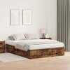 VidaXL Cadru de pat Stejar afumat 140 x 200 cm Lemn compozit