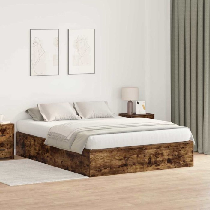 vidaXL Cadru de pat Stejar afumat 200 x 160 x 31.5 cm Lemn compozit