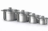 Set oale inox Royalty Line, 8 piese, capace din sticla, capacitate mare