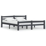 vidaXL Cadru de pat, gri &icirc;nchis, 160x200 cm, lemn masiv de pin