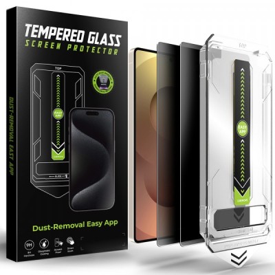 Folie de protectie Ecran Privacy Techsuit TitanGlass CrystalHD pentru Samsung Galaxy S25 Ultra S938, Sticla Securizata, Full Glue, Set 2 bucati foto