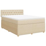 Cumpara ieftin Pat box spring cu saltea, crem, 140x200 cm, textil