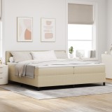 VidaXL Pat cu arcuri cu saltea Bej 200x200 cm Țesătură din catifea