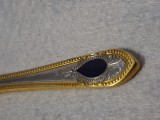 Cutit vechi stantat.cutit vintage auriu/argintiu albastru sidef pt servici tacamuri RARE,CRC 18/10 ROSTFREI EDELSTAHL 28/24 KARAT DEKORHARTVERGOLDET