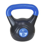 Gantera kettlebell 8kg, albastru-negru vinil, DHS