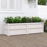 Cumpara ieftin Jardinieră de grădină, alb, 180x50x50 cm, lemn masiv de pin