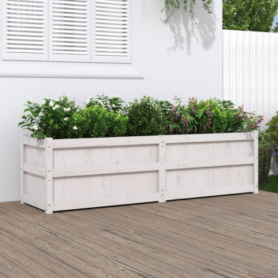 Jardiniera de gradina, alb, 180x50x50 cm, lemn masiv de pin GartenMobel Dekor foto