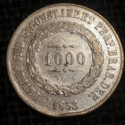 Brazilia 1000 reis 1853 argint Pedro II foto