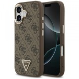 Husa MagSafe pentru Apple iPhone 17, Guess, 4G Triangle Logo, Maro Aurie
