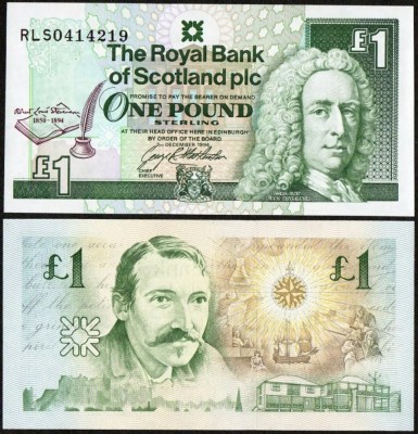 !!! SCOTIA - 1 POUND 1994 , COMM - P 358 - UNC / 100 ANI DECES SCRIITOR ROBERT L. STEVENSON foto