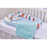 Set 3 piese babynest, paturica si pernuta model masinute si bleu, Paturica Fermecata