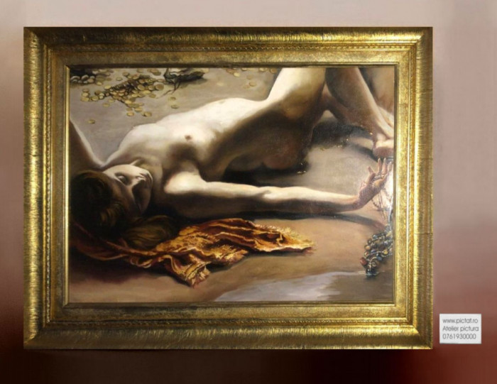 Tablou Inramat, Tablou Nud Femeie Portret Femeie Nud Cu Bijuterii Pictura peisaj