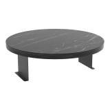 Masa de cafea Linea in finisaj marmura neagra cu picioare din metal neagra D36x5cm