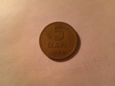 Moneda Romania 5 Bani 1954 RPR bronz , cal.Buna foto