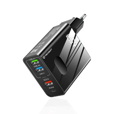Incarcator priza GaN Fast Charge 65W Techsuit, negru, CHC1 foto