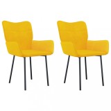 Cumpara ieftin Scaune de bucatarie, 2 buc., galben, catifea