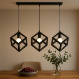 Lustra cubica STRUKTUR Linear Trio, 3xE27, metal negru pentru interior