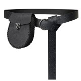 Centură medievală cu inel O și buzunar din piele ecologică, set LARP - Negru