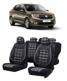 Cumpara ieftin Set huse scaune compatibile Dacia Logan 2012-2020 Piele + Textil (Compatibile cu sistem AIRBAG)