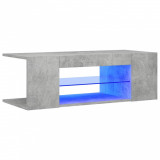 Comodă TV cu lumini LED, gri beton, 90x39x30 cm