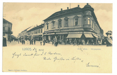2114 - LUGOJ, market, stores, Litho, Romania - old postcard - used - 1904 foto