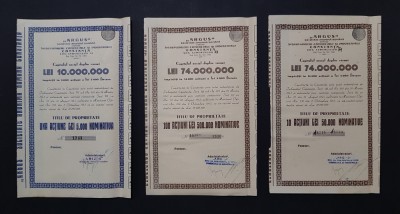 Lot 3 actiuni diferite 1943 ARGUS Constanta , actiune , titlu foto