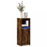 VidaXL Dulap cu LED, stejar fumuriu, 38x34x100 cm, lemn prelucrat