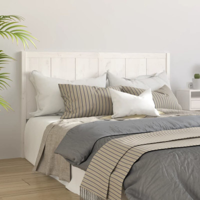 vidaXL Tăblie de pat, alb, 145,5x4x100 cm, lemn masiv de pin foto