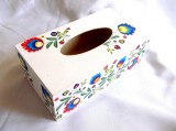 Cutie Servetele Hartie, Flori Stilizate Colorate, Lucrat Manual, 24x13x9.5 cm