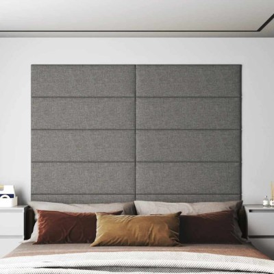 vidaXL Panouri de perete 12 buc. gri deschis 90x30 cm textil 3,24 m&amp;sup2; foto