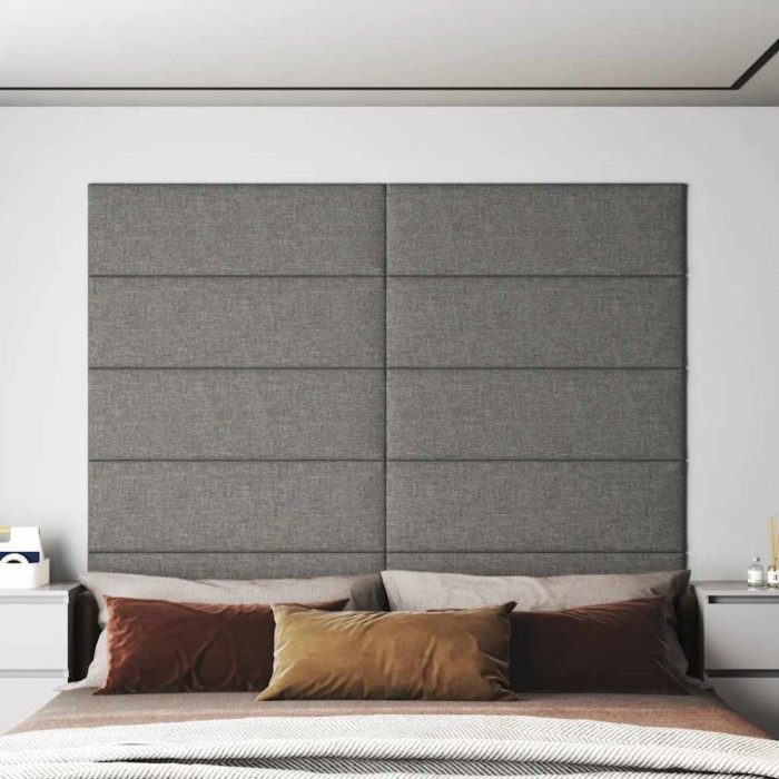 vidaXL Panouri de perete 12 buc. gri deschis 90x30 cm textil 3,24 m&sup2;