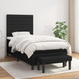 VidaXL Pat box spring cu saltea, negru, 90x190 cm, textil