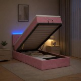 Cumpara ieftin Pat Ottoman cu Saltea si LED Roz 90 x 190 cm Catifea