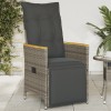 VidaXL Scaun de grădină rabatabil cu perne, gri, poliratan 365665