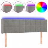 Cumpara ieftin Tablie de pat cu LED, gri deschis, 147x16x78/88 cm, catifea