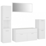 Cumpara ieftin Set mobilier de baie, alb, lemn prelucrat