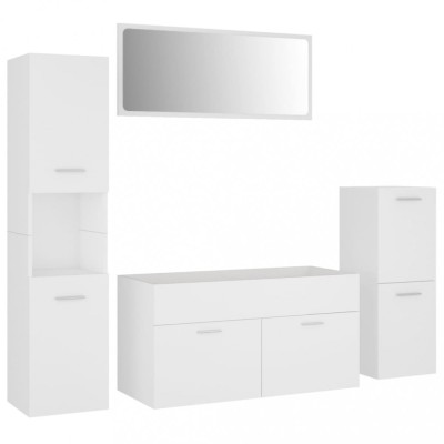 Set mobilier de baie, alb, lemn prelucrat foto