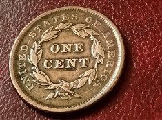 One 1 cent 1841 (varianta 2) USA, aUNC,T=1.597.367,.VOUCHER 200 LEI (DESCR.) foto