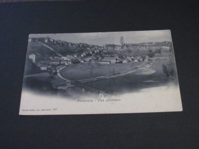 Carte Poștală Vintage Elveția - Fribourg &amp;bdquo;Vedere generală&amp;rdquo;(posibil perioada 1900-1940) foto