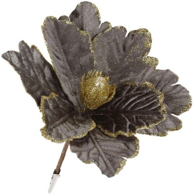 Set 5 ornamente pentru bradul de Craciun, stea Poinsettia, 23cm, gri auriu Household NewTrend foto