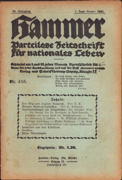 HST Z261 Revista protonazistă Hammer 455/1921